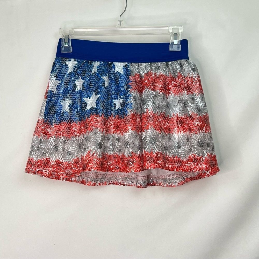 Justice Red white and blue Flag Sequins Skort NWT - Picture 3 of 14